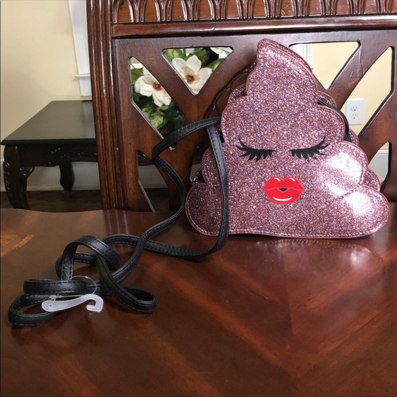 Cute Sparkly MultiColor Poop Emoji Purse Strap Bag - Picture 2 of 8